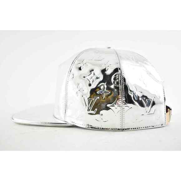Louis Vuitton LV Mirror Cap Silver Monogram Logo Miroir Sun Baseball Hat 58cm - Picture 10 of 12